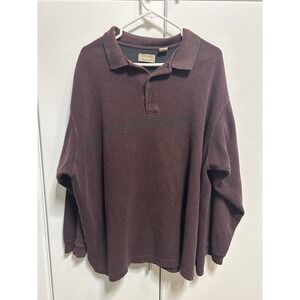 Vintage 90s Natural Issue 2XL 100% Cotton Polo Sweater Burgundy Green Stripe